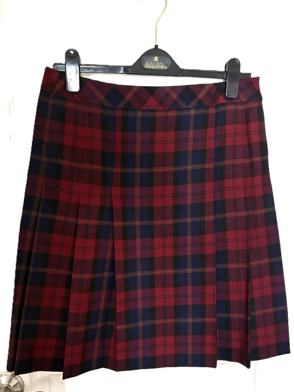 Brooks Brothers 346 Wool Red Navy Plaid Pleated Tartan Skirt Women Size 6